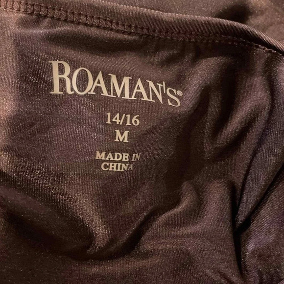 Roamans Womens asymmetrical Tunic Top Sz 14/16 Brown Stretch Slinky - Picture 6 of 6